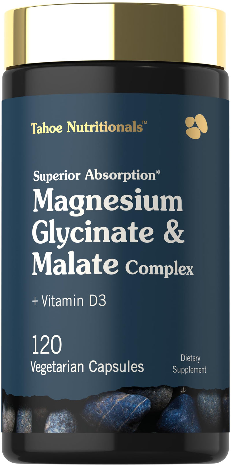 Tahoe Nutritionals Magnesium Glycinate and Malate Complex with Vitamin D3 | 120 Capsules | Superior Absorption | Non-GMO and Gluten Free