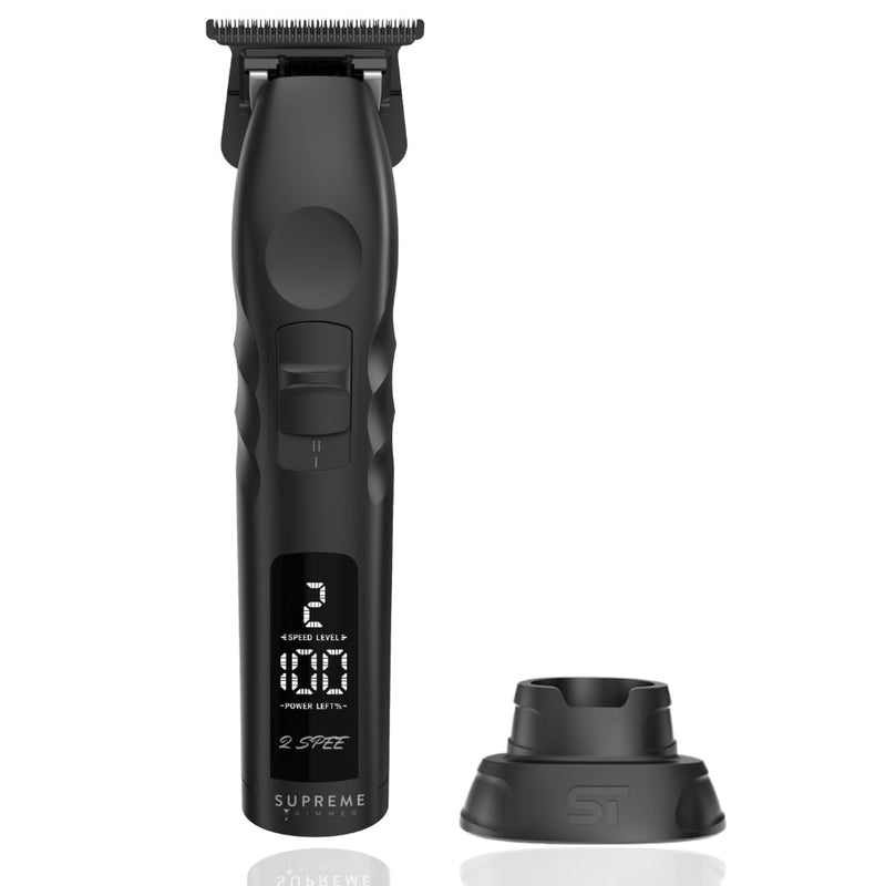 [Australia] - Supreme Trimmer 2Spee ST622 – Cordless Beard & Hair Trimmer for Men | 2-Speed Motor, 180 Min Runtime, Zero-Gap Adjustable Blade, Digital Display, Removable Blade Design Black 