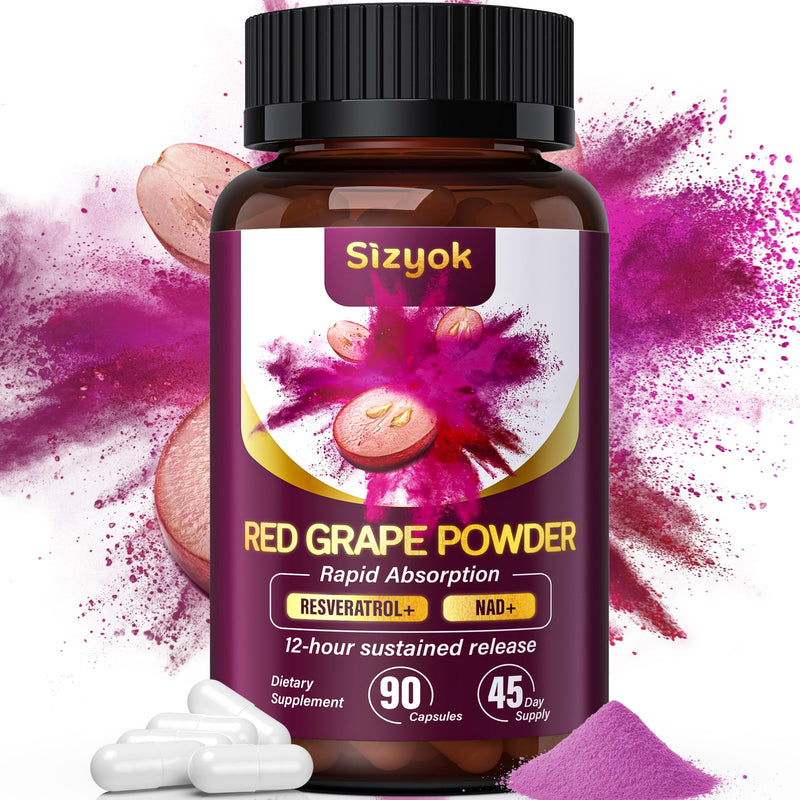 Piceid Resveratrol Supplement and NAD+ Cell Regenerator, Nitric Oxide Supplement, Support Heart Health, Blood Flow, Cellular Energy Production & Metabolism, Red Grape Powder, 45 Day Supply 90 Count (Pack of 1)