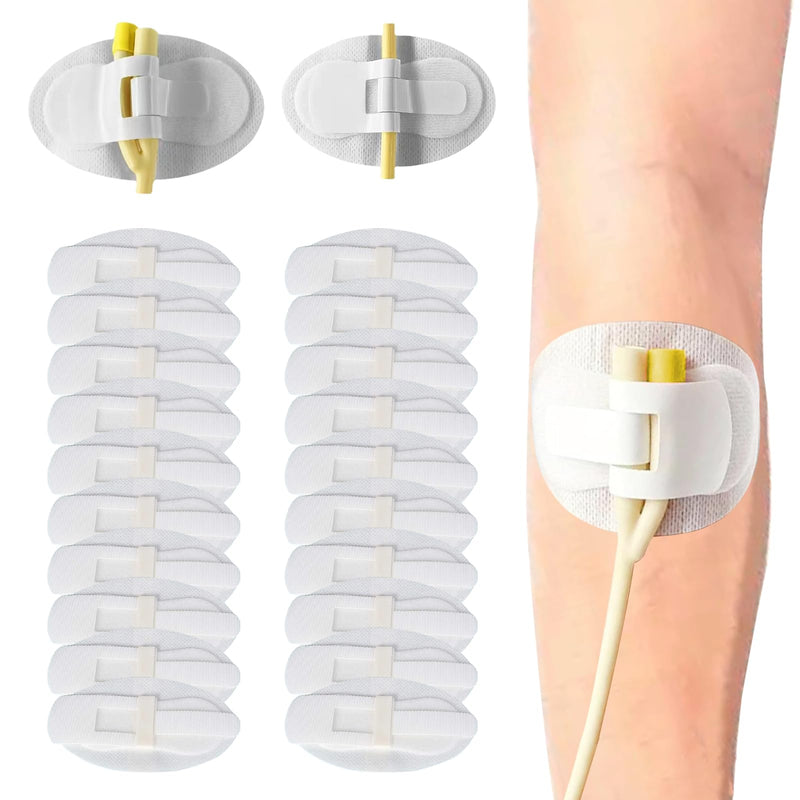 [Australia] - 20Pcs Foley Catheter Stabilization Device, Catheter Tube Holder, Adhesive Catheter Urinary Leg Bag Legband Holder Catheter Supplies for Single/Double Tube, G Tube and Feeding Tube in Place 20pcs White 