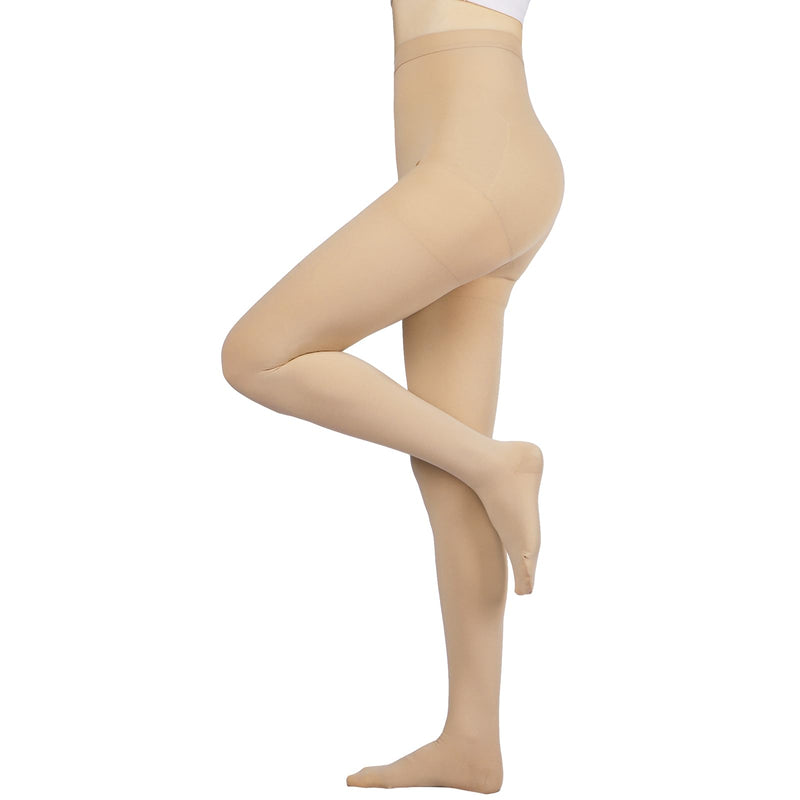 [Australia] - Compression Pantyhose for Women, 20-30mmHg Graduated Compression Stockings & Leggings, Closed Toe Support Hose Tights Large Beige 