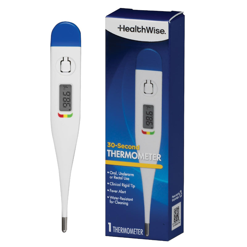 [Australia] - Healthwise Digital Thermometer | 30-Second Readout | Feverline Indicator | Clinical Rigid Tip | Hygienic Water-Resistant Easy Cleaning | Storage Case + Probe Covers Included 