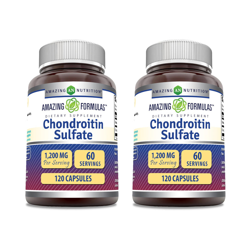 [Australia] - Amazing Formulas Chondroitin Sulfate 1200 mg Per Serving Supplement | Capsules | Non-GMO | Gluten Free | Made in USA (120 Count, 2 Pack) 1 Count (Pack of 1) 