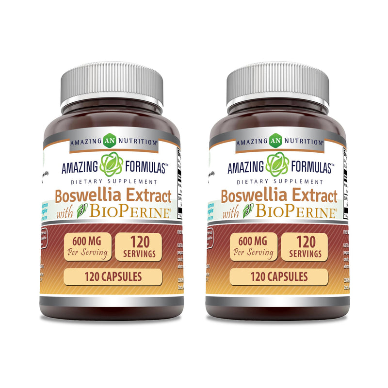 [Australia] - Amazing Formulas Boswellia Extract with Bioperine Supplement | 600 Mg per Serving | Capsules | Non-GMO | Gluten-Free | Made in USA (2 Pack, 120 Count) 