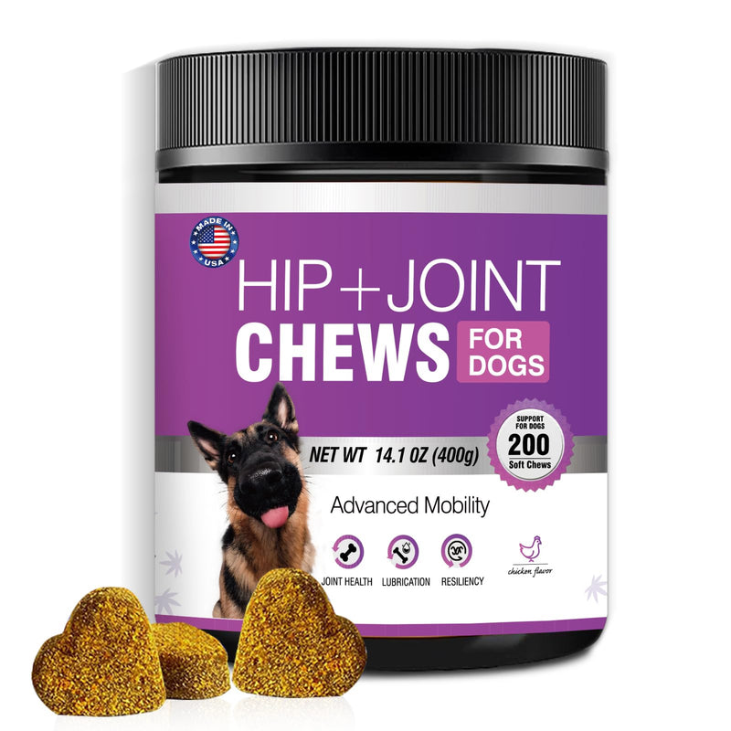 Glucosamine for Dogs 200pcs Joint Support Supplement Dog Hip and Joint Chondroitin Chews Treats with MSM Hemp Dog Joint Pain Relief Mobility Supplements Chicken Flavor Fit All Large Small Medium Breed - PawsPlanet Australia