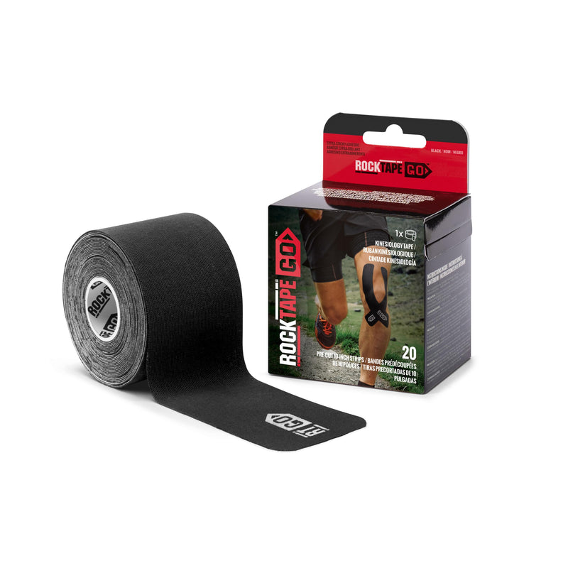 [Australia] - RockTape Go Extra-Sticky Adhesive Pre-Cut Kinesiology Tape (Black) EXTRASTICKY Black 