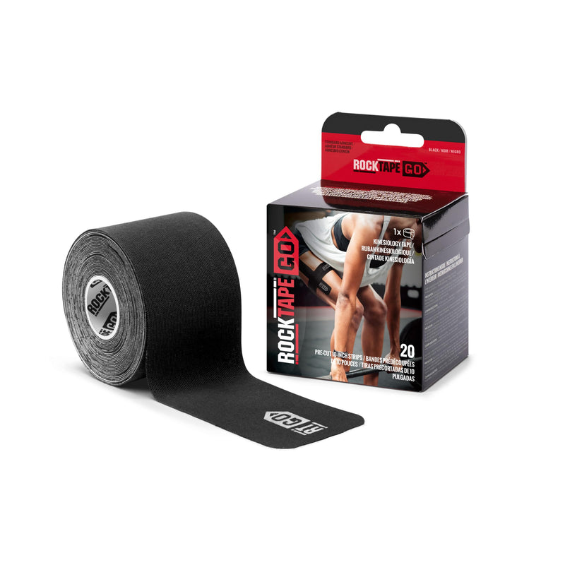 RockTape Go Standard Adhesive Pre-Cut Kinesiology Tape (Black) Black