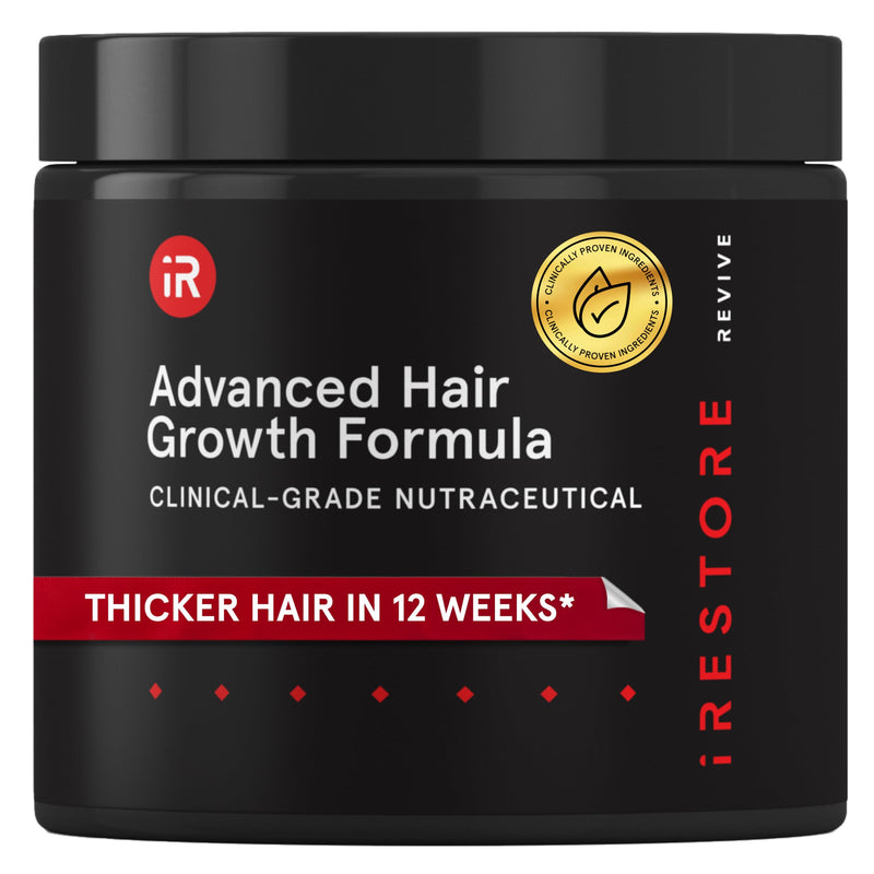 iRestore Advanced Hair Growth Supplement for Women with Lustriva, Hair Vitamins for Faster Hair Regrowth, Best for Hair Loss and Thinning, 1 Month Supply - 1 Count (Pack of 1) - Black Pack of 1