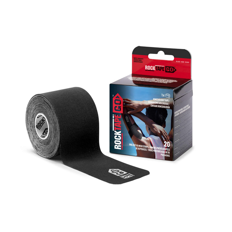 RockTape Go Gentle Adhesive Pre-Cut Kinesiology Tape (Black) Black