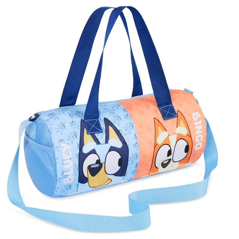 Bluey Gym Bag for Kids Duffle Bag Cute Travel Holdall Weekend Bag for Sports Gym Class Swimming Dance with Side Pockets Travel Essentials Bingo Bluey Bingo