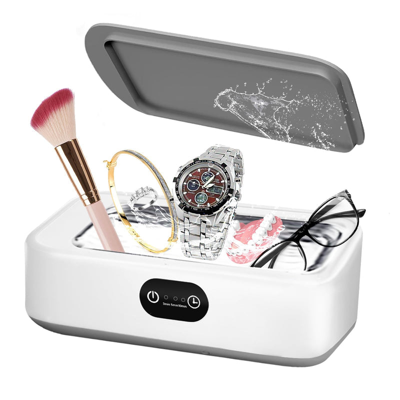 [Australia] - Jewelry Cleaning Ultrasonic Machine with 3 Modes Timer, 40W 22oz (640ml) 49KHz Portable Professional Jewelry Cleaning Ultrasonic Eyeglass Cleaner for Watches, Dentures, Ring, Razor,Makeup Brush White 