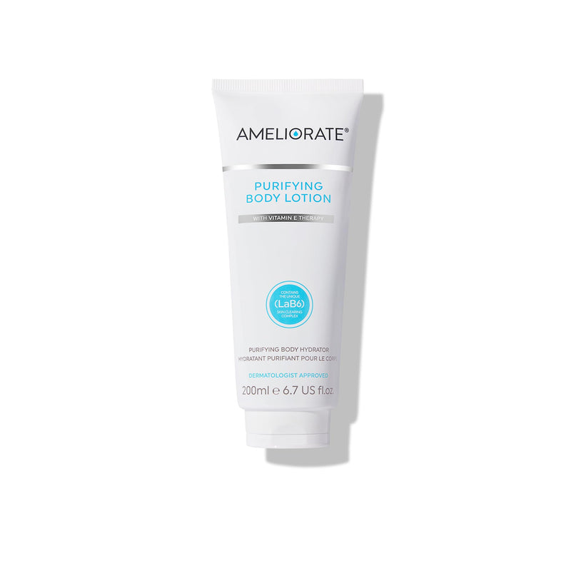 AMELIORATE Purifying Body Lotion 200ml 6.7floz Blemish Prone Oily Skin | Daily Moisturiser, Lactic acid AHA, BHA, Unclogs Pores, Reduces Appearance of Blemishes & Imperfections, Aloe Vera, Vitamin E