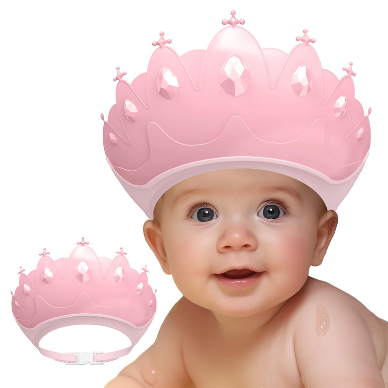 [Australia] - Baby Shower Cap Shield, Baby bath set shower cap, Visor Hat for Eye and Ear Protection for 0-9 Years Old Children,Cute Crown Shape Makes the Baby Bath More Fun (Pink) Pink 