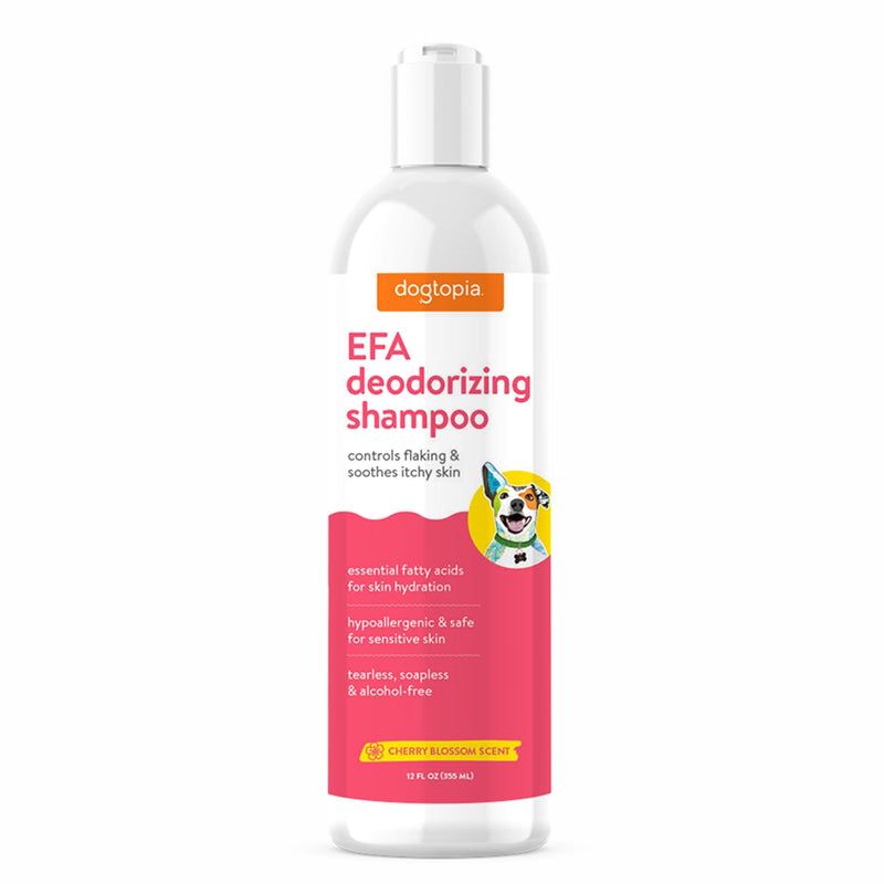 Essential Fatty Acid (EFA) Deodorizing Shampoo for Dogs and Pets (12oz) – Cherry Blossom Scent | Soothing Shampoo Rich with Moisturizing Emollients | Tearless, Soapless & Alcohol-Free - PawsPlanet Australia