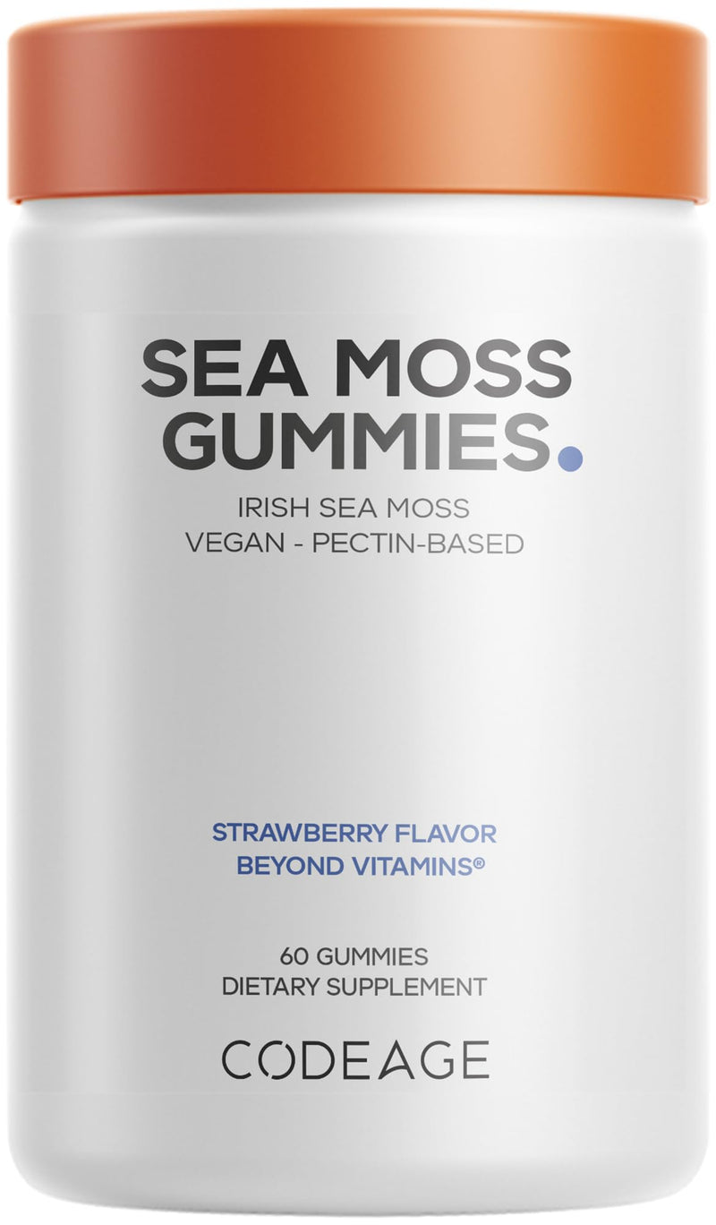 Codeage Irish Sea Moss Gummies – 300 mg Irish Sea Moss Extract per Serving (Chondrus crispus) – Strawberry Flavor – Vegan, Non-GMO – 60 Gummies