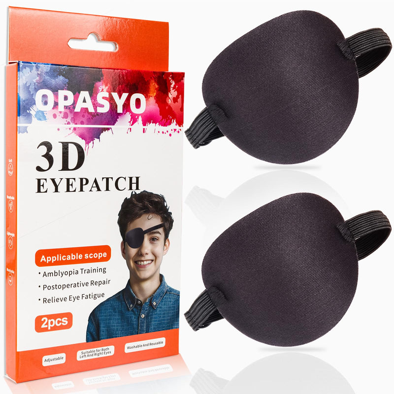 [Australia] - Eyepatch 2pcs Reusable Eye Patches,3D Adjustable Eye Patch for adults A-black 