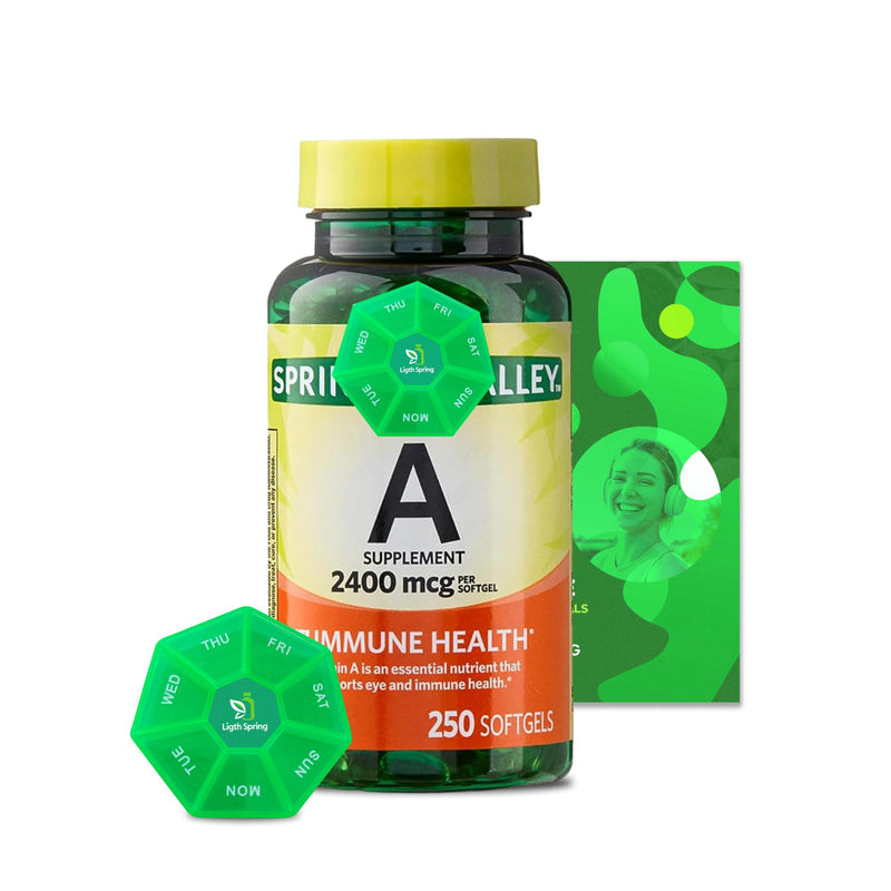 [Australia] - Vitamin A Supplement 2400 mcg, 250 Softgels with Bundle Exclusive Vitamins & Minerals - A to Z - Better Ligth&Spring Guide 