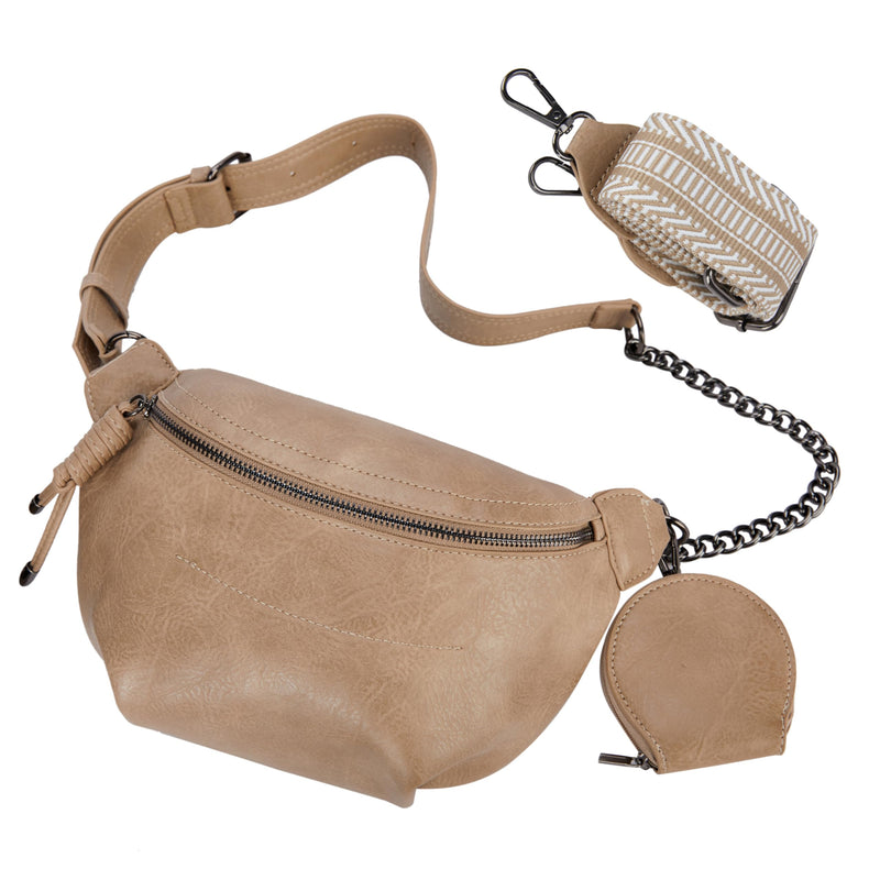 Fanny Packs Waist Bag for Women-Fashion Crossbody Bags Chest Purses Belt Bag with 2 Adjustable Strap (B-Apricot) B-khaki