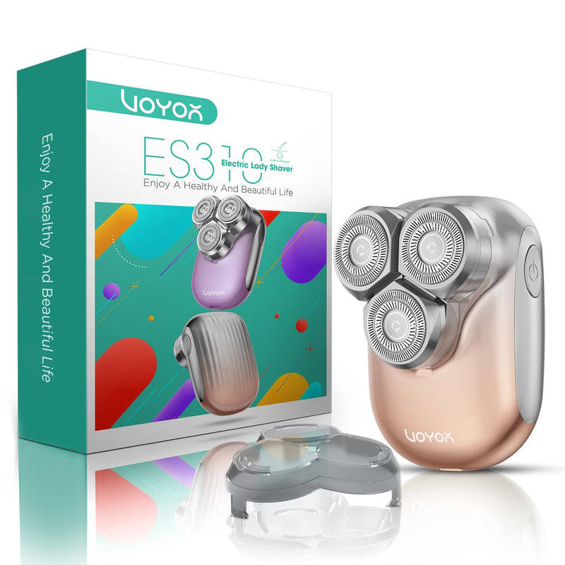 [Australia] - VOYOR Electric Razors for Women 3D Floating Blade Shaver for Women, Electric Shaver for Legs Bikini and Body Facial Hair Remover Women's Shavers Waterproof Women's Grooming ES310 (Gold) Gold 