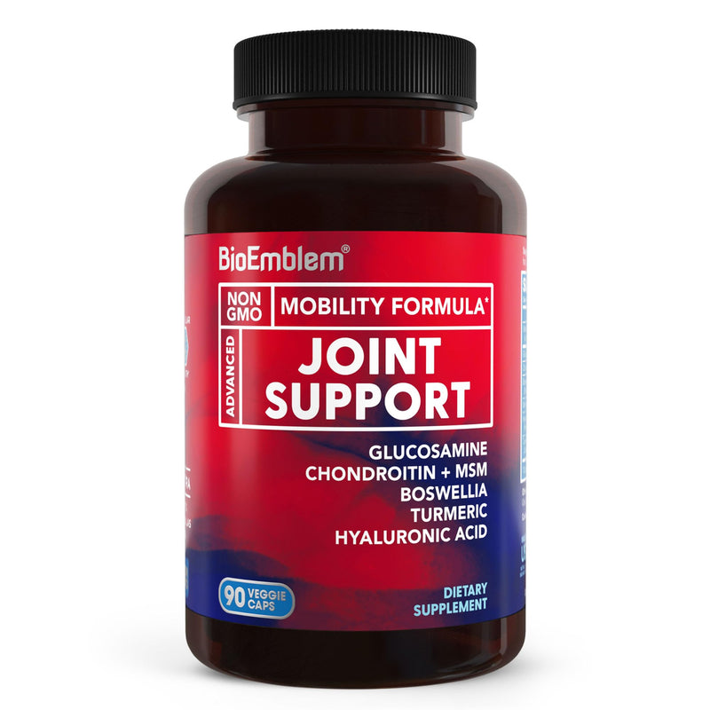 BioEmblem Glucosamine Chondroitin MSM Sulfate 1500mg, 90 Capsules | Joint Support Supplement with Boswellia, Turmeric & Hyaluronic Acid - For Mobility, Flexibility & Cartilage Health, Non-GMO