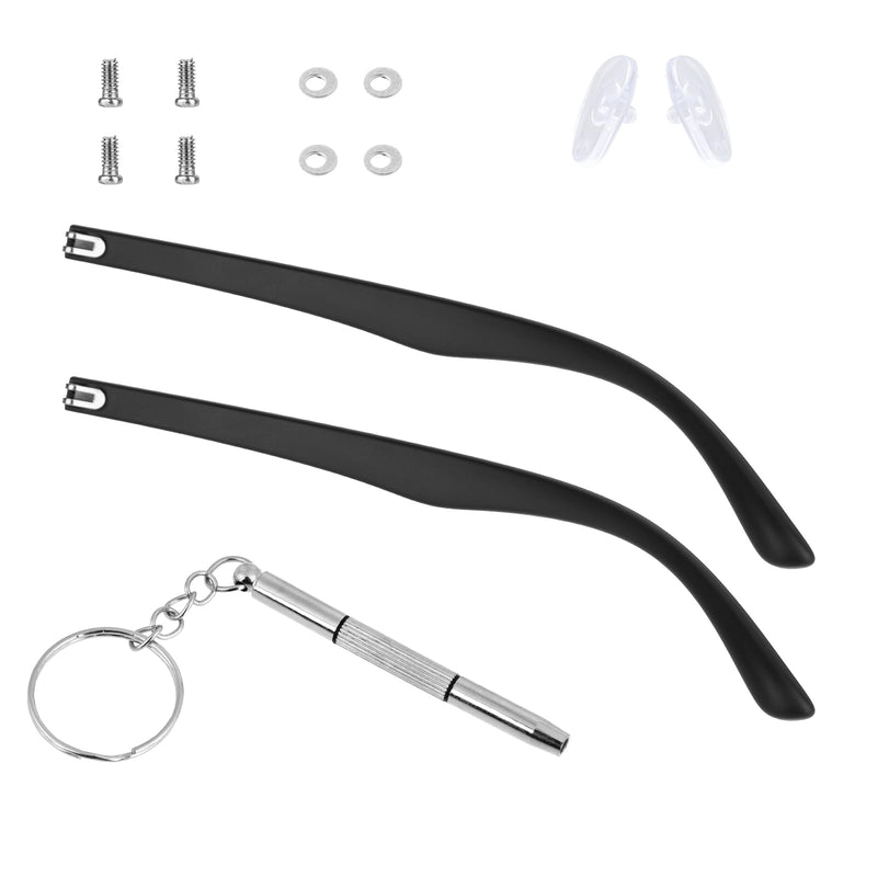 [Australia] - 1 Pair Glasses Arm Replacement, Glasses Legs Replacement Eyeglass Arm Replacement Eyeglasses Arms Legs Replacement Accessories With Screws, Washers, Screwdrivers, Nose Pads (Black) 