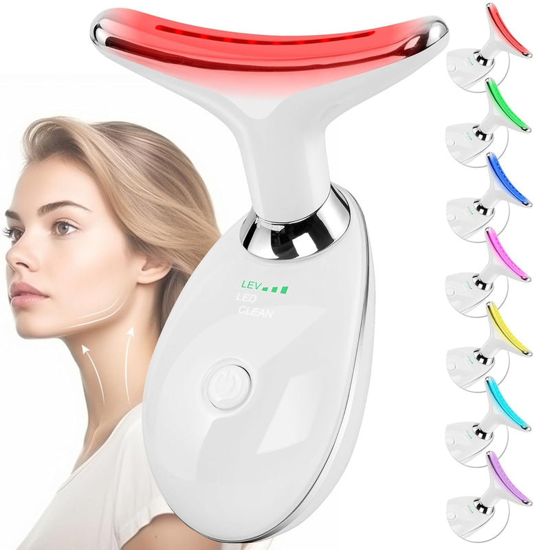 Facial Massager Face and Neck, Face 𝖲 culpting Wand Tool with 7 Color - Birthday, Christmas, Mothers Day, Valentines Day Gifts for Her Women Mom Best Friend Wife Teacher (White) White