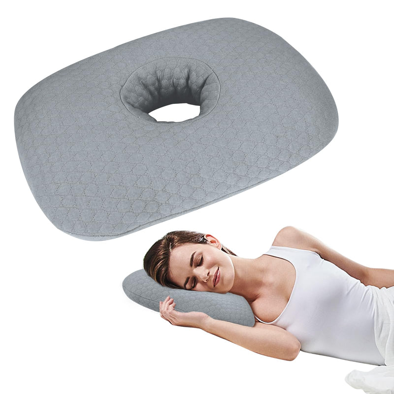 [Australia] - Ear Piercing Pillow for Side Sleepers, Ear Pillows with Holes for Pain, Earring Inflammation Pressure Sores, Cotton Earring Pillow for CNH Side Sleepers Light Gray 