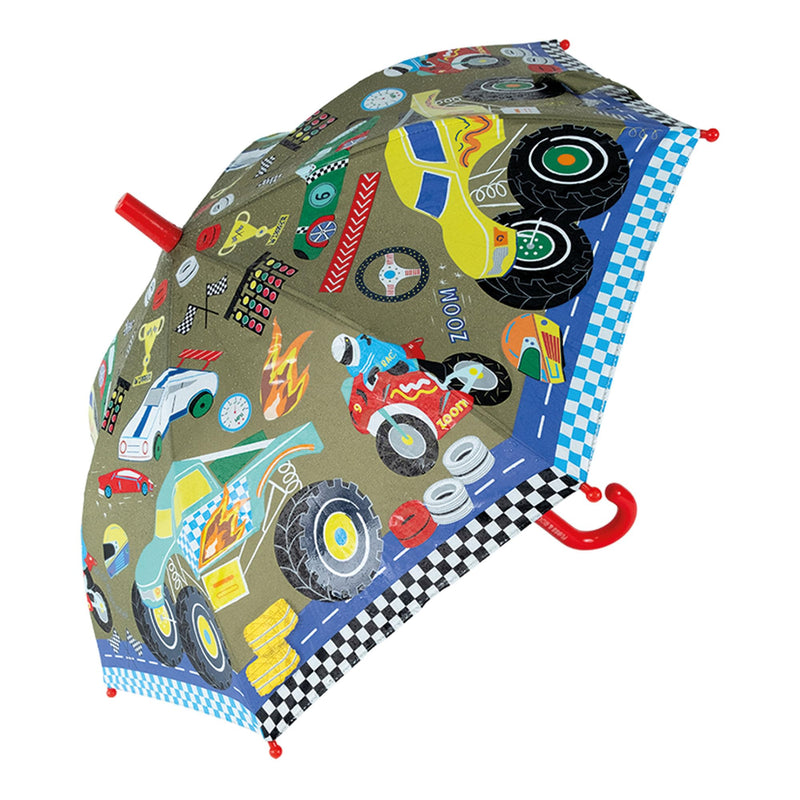 Floss and Rock Cars Colour Changing Umbrella, 27.5-inches Height, Umbrellas for Kids