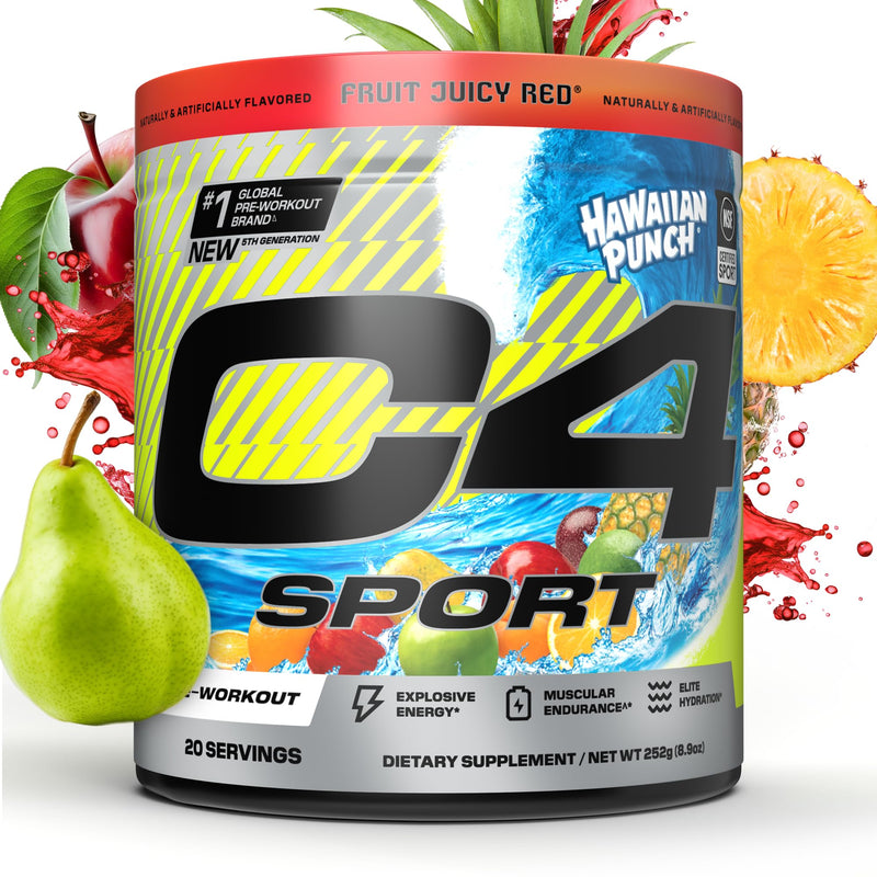 [Australia] - Cellucor C4 Sport Pre Workout Powder - NSF Certified for Sport - Elite Hydration - 200mg Caffeine + Creatine + Beta-Alanine - Electrolytes and Energy Supplement - Hawaiian Punch, 20 Servings 8.61 Ounce (Pack of 1) 