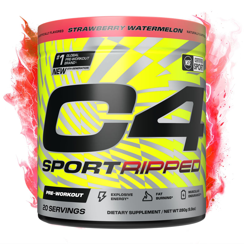 [Australia] - Cellucor C4 Ripped Sport Pre Workout Powder - NSF Certified for Sport - 200mg Caffeine + Cayenne Extract + Carnitine Tartrate + Beta-Alanine - Strawberry Watermelon, 20 Servings 9.88 Ounce (Pack of 1) 