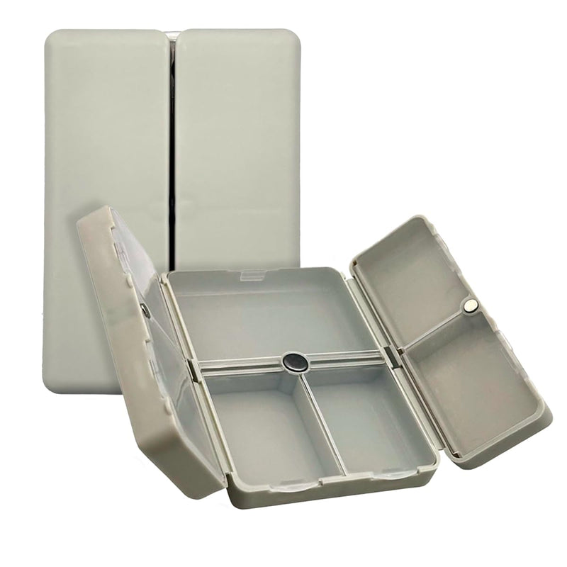 Ezy Dose Bi-Foldable Pill Organizer, Magnetic Snap-Shut Closure, Gray | Compact Daily Vitamin & Supplement Medicine Case, 7 Individual Compartments with Various Sizes, Travel-Friendly, BPA-Free 1-Pack