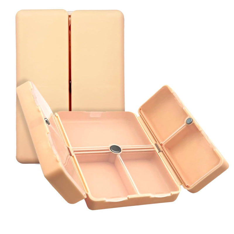 Ezy Dose Bi-Foldable Pill Organizer, Magnetic Snap-Shut Closure, Peach | Compact Daily Vitamin & Supplement Medicine Case, 7 Individual Compartments with Various Sizes, Travel-Friendly, BPA-Free 1-Pack