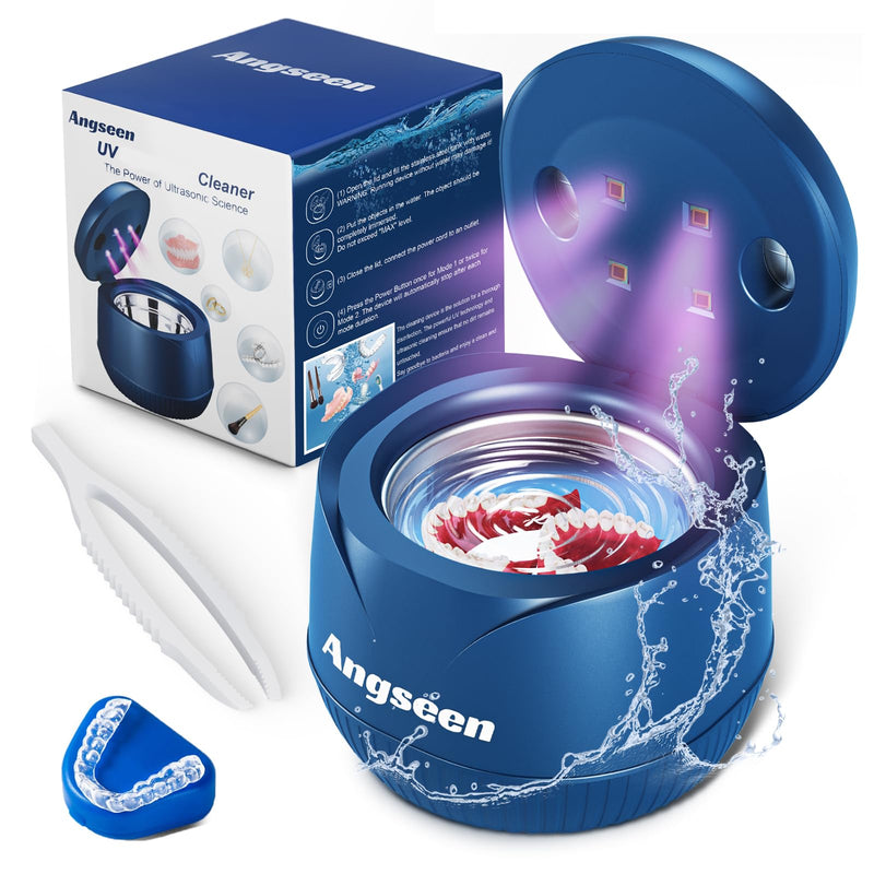 [Australia] - Ultrasonic Retainer Cleaner, 200ML Mouth Guard Cleaner 45kHz Portable Retainer Cleaner for Dentures, Night Guard Cleaner Machine for Aligner, Mouth Guard, Braces, Toothbrush, Jewelry(Blue) Blue 