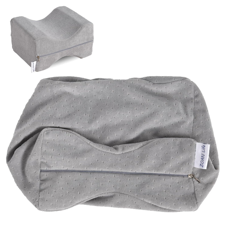 [Australia] - Knee Pillow Cover with Zipper 10" x 8" x 6.4", Replacement Leg Pillow Case, Knee Pillow Case Apply to Memory Foam Knee Pillow from ZOAN (Gray Grey 