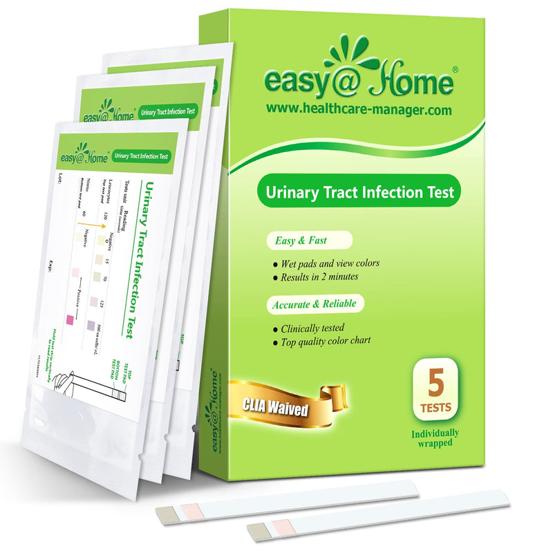 [Australia] - Easy@Home UTI Test Strips: Highly Accurate Urinary Tract Test Kit for Women Men, Bladder Infection Urine Testing, Quick Results, OTC Use (UTI - 5 Pack) 5 Count 
