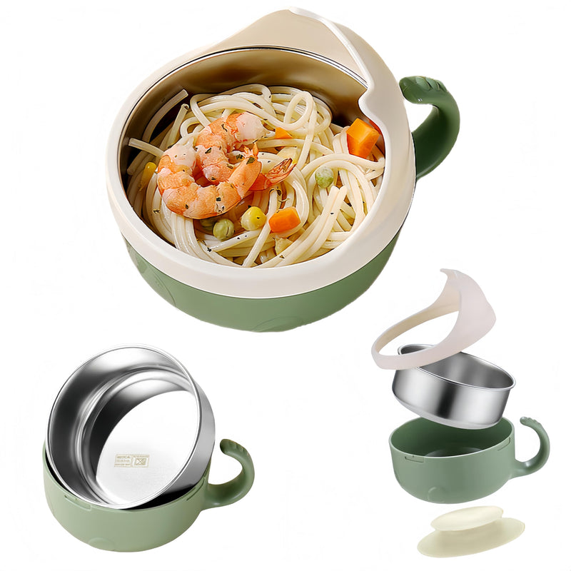 [Australia] - 2 Pieces Spill Proof Scoop Bowl with Suction Base,Plastic Bowl with Suction Bottom and Stainless Steel Liner,Adaptive Bowls for Disabled Adults,Handicapped, Parkinsons,Stroke,Elderly (Green) White-green 