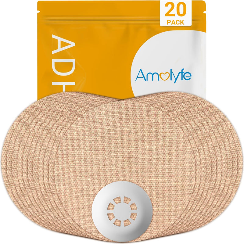 [Australia] - Libre 3 Sensor Covers Waterproof, 20-Pack Amolyfe Freestyle Libre 3 Plus Covers, Bump-Proof with Hard Cap, Waterproof Breathable Medical CGM Adhesive Patches, 14-Day CGM Protection (Tan) Tan/ 20 PC 