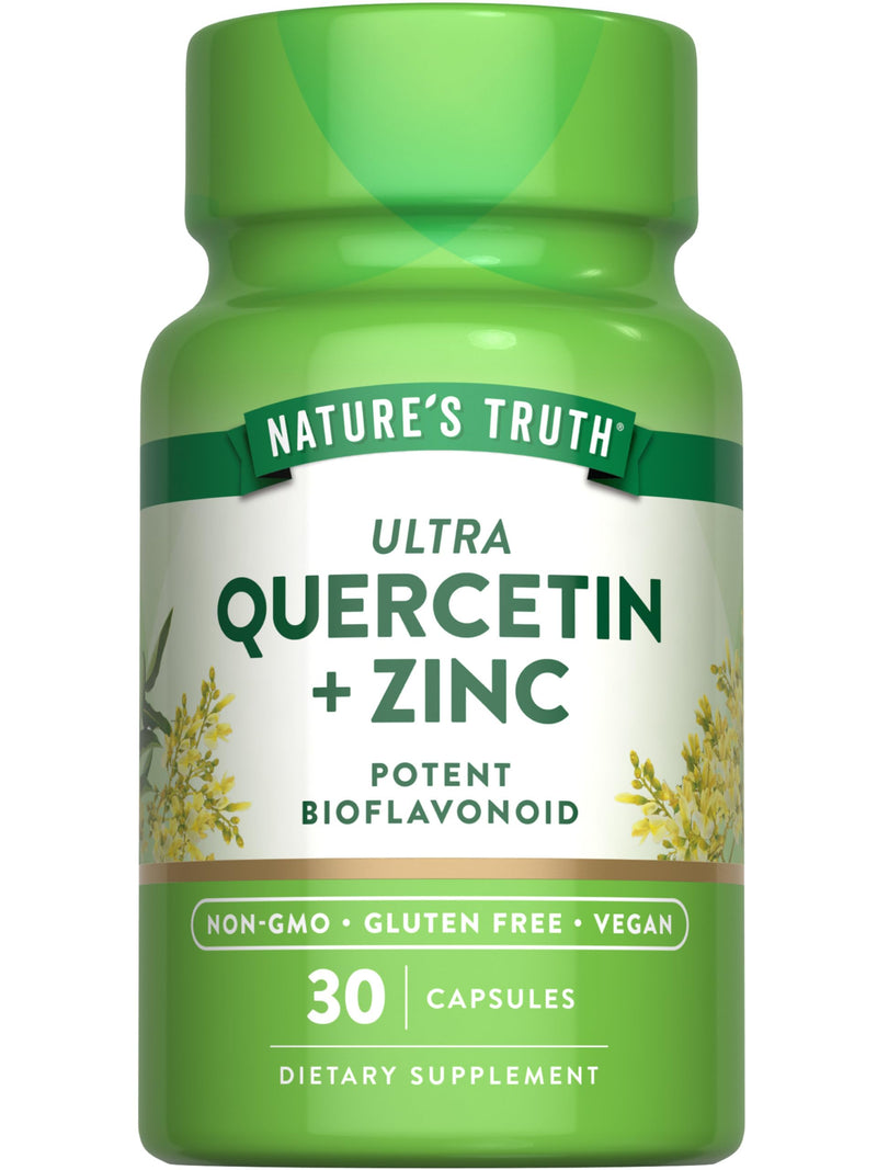 Nature's Truth Quercetin with Zinc | 30 Capsules | Vegan, Non-GMO & Gluten Free Supplement | Potent Bioflavonoid
