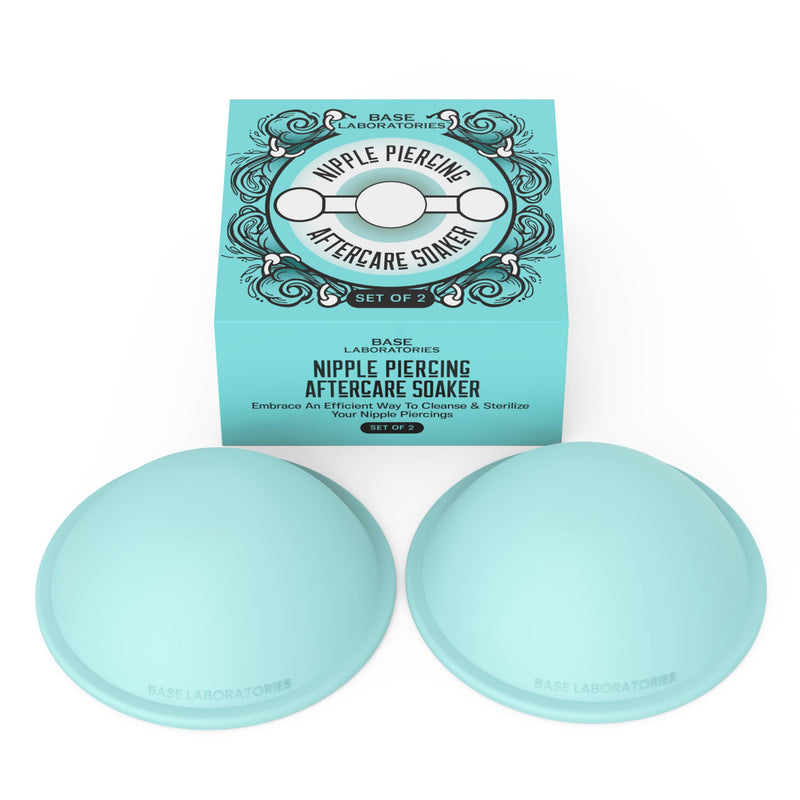 [Australia] - Base Laboratories Nipple Piercing Aftercare Soaker Set | Hands-Free Nipple Piercing Cleaner | Nipple Piercing Kit for Women | Cracked Nipple Care | 2 Silicone Cups 2 Count (Pack of 1) 