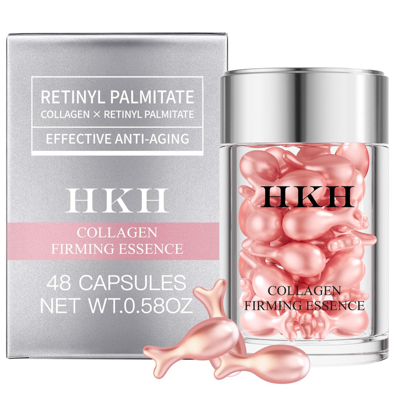 HKH Retinol Serum Capsules for Face: 48 Caps Anti-Aging Wrinkle Skincare Night Serum - Vitamin A & E Facial Oil for Women - Firming Smoothing & Skin Hydration & Moisturization - Travel-Friendly