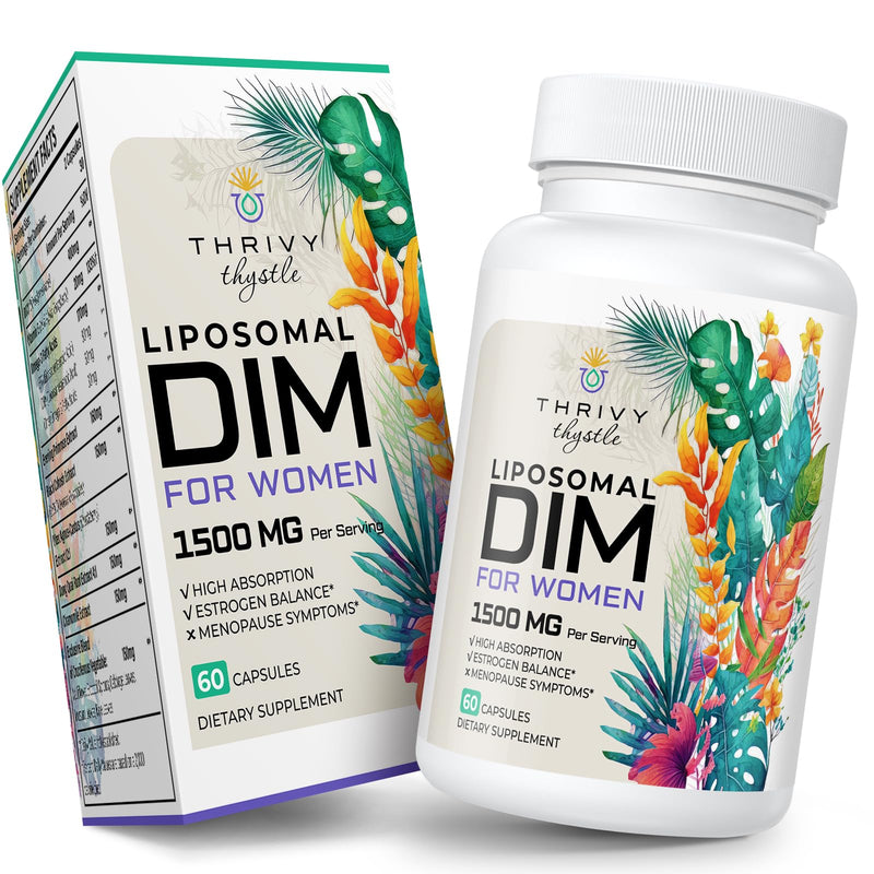 [Australia] - Liposomal DIM Supplement - 1500 mg Women DIM Supplement - Estrogen Supplements Contain Vitamin E, Evening Primrose, Black Cohosh, Omega-3 Fatty Acids 60 Count (Pack of 1) 