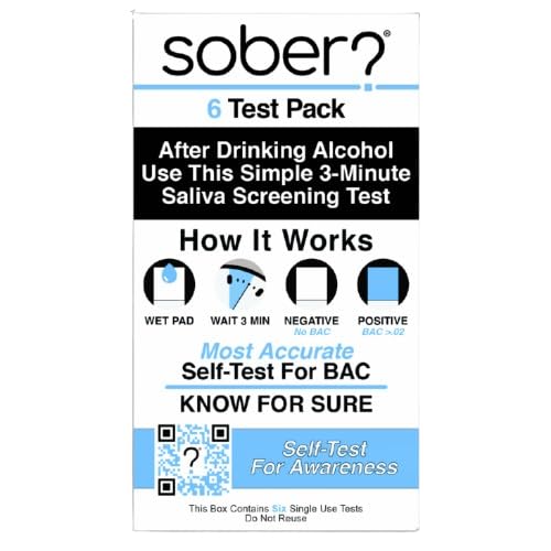 FDA Cleared Saliva Alcohol Test Strip, Highly Accurate BAC Self‑Test, 2–3 Minute Results, Portable & Discreet Sober Test Anywhere (6) 6