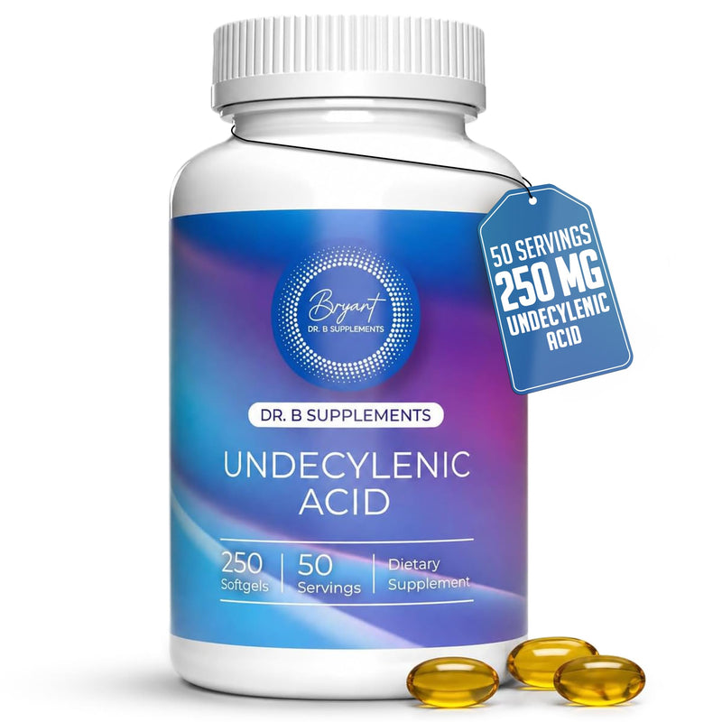 Undecylenic Acid 250 mg Softgels, 250 Count, 50 Servings | Fatty Acid Supplement for Gut & Vaginal Flora Balance, Digestive Health Support - Formerly SF722