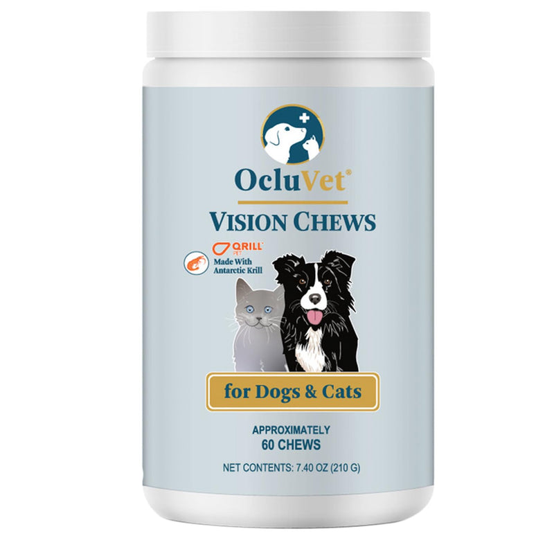 Vision Chews Eye Supplements for Dogs & Cats with Omega 3 Krill, Astaxantin, Choline, Lutein, Glutathione, Cat Vision Supplement & Dog Eye Supplements, Chicken Liver Flavor, 60 Chews, 3.5g Each - PawsPlanet Australia