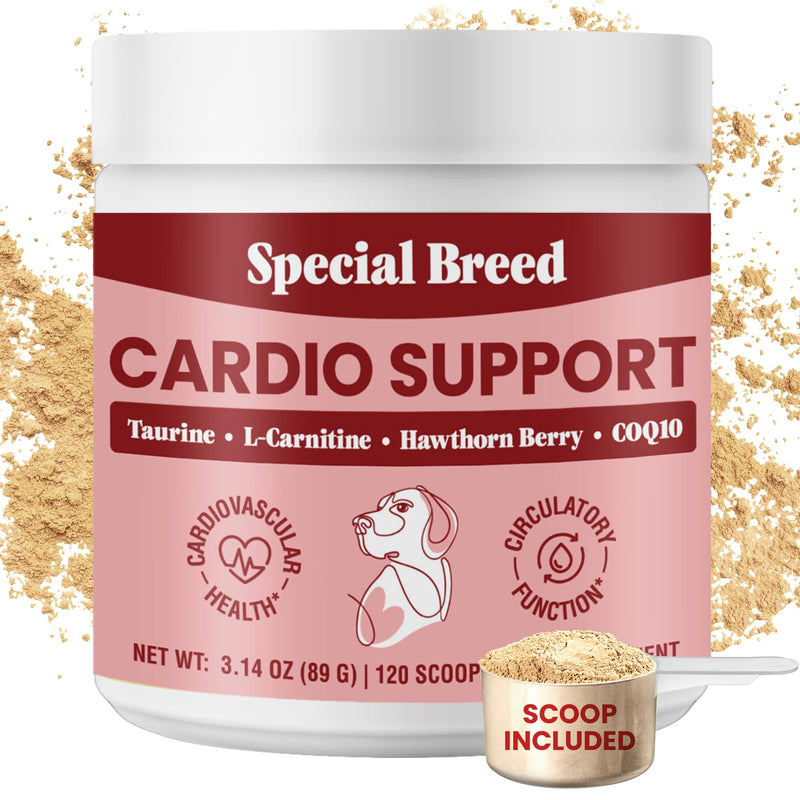 Special Breed Cardio Support for Dogs - Heart Health Support with Taurine, CoQ10, Organic Hawthorne Berry, Powder Supplement, 120 Scoops, 3.14 oz - PawsPlanet Australia