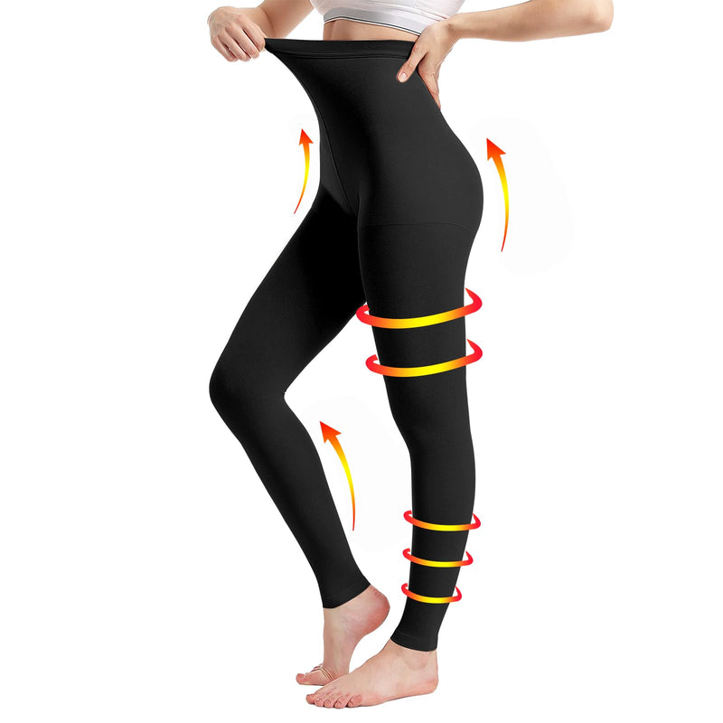 [Australia] - Medical Compression Pantyhose for Women & Men, 20-30mmHg Graduated Support Tights, Opaque Footless High Waist M Black 