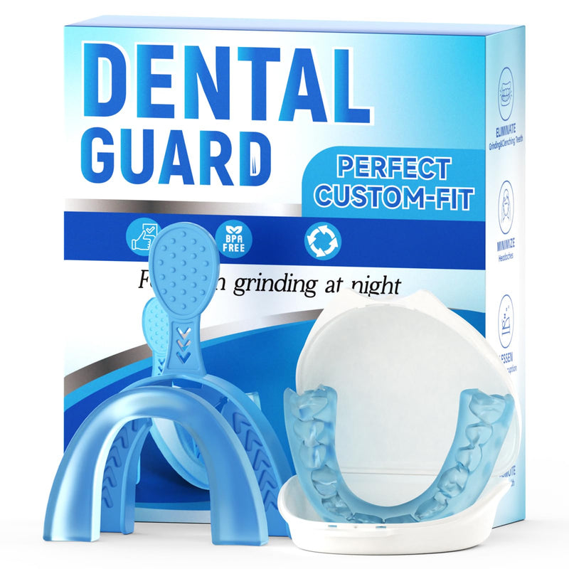 [Australia] - Upgraded Mouth Guards for Grinding Teeth at Night, 4 Pack,Standard Size, Professional Night Guard with Fitting Tray, Comfortable Mouth Guard for Clenching Teeth at Night Blue 