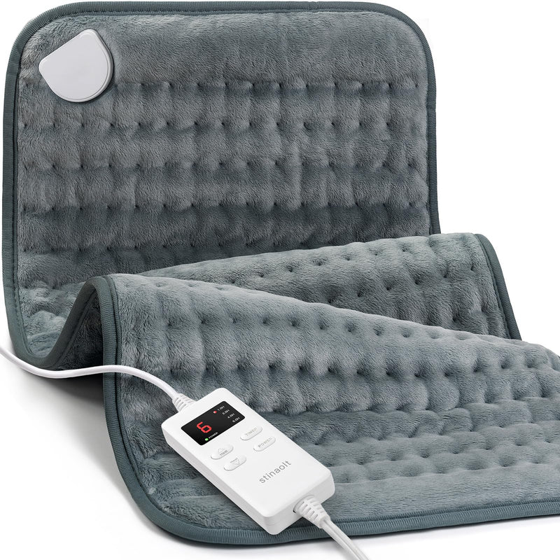 [Australia] - Heating Pad for Back & Period Cramps, Portable Heating Pad for Neck and Shoulders and Back with Auto Shut Off Large, Machine Washable, Christmas Gifts for Women, Men Gray 12x24 Inch 