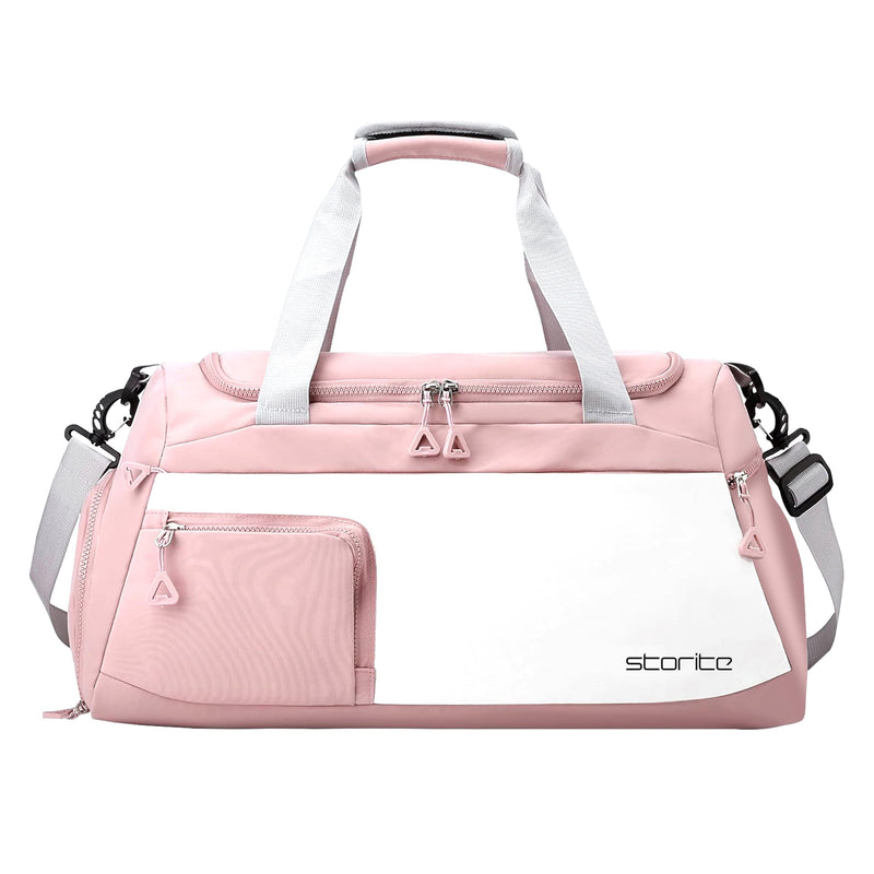 Storite Travel Duffle Bag with Shoe Compartment, Light Pink, 50x25x27 cm | Water Resistant Nylon, Lightweight, Multi-Pocket, Wet Pocket, Adjustable Shoulder Strap, Travel, Gym, Overnight Use Style - 2