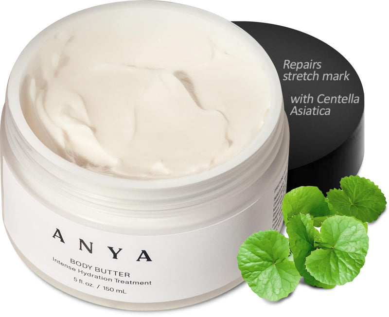 [Australia] - ANYA Body Butter, 5oz - Stretch mark repair and prevention lotion. Dermatologist-tested, Breastfeeding Safe ultra-rich cream, keeps skin hydrated postpartum. Essentials Gifts Baby Shower Gifts 